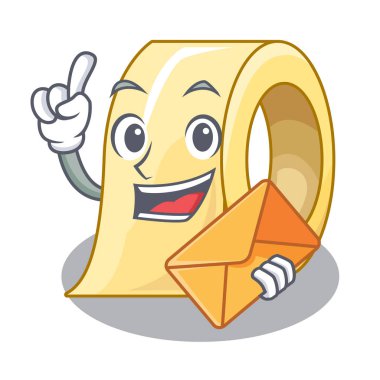 Karikatür masanın üstünde zarf maskeleme bandı ile