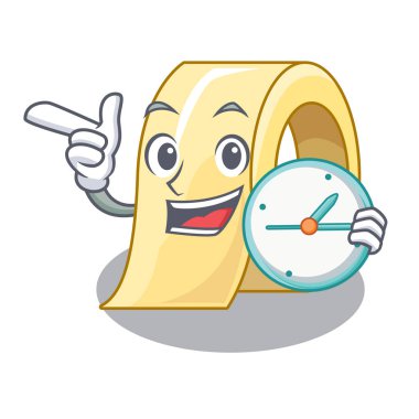 Çizgi film masasının üstünde saat maskeleme bandı ile