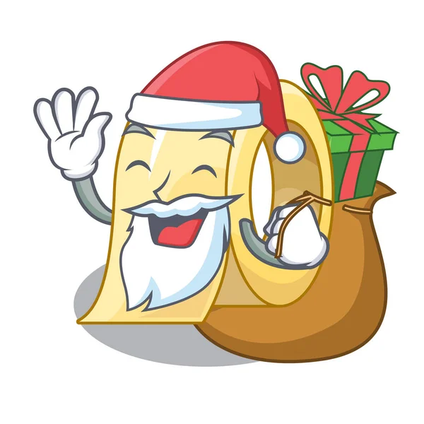 Kerstman met gift masking tape in een cartoon box — Stockvector