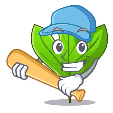 Oyun beyzbol Sassafras yaprak karakter izole