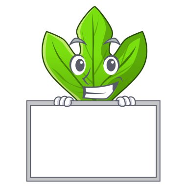 Karakterde izole kurulu Sassafras yaprak ile sırıtış