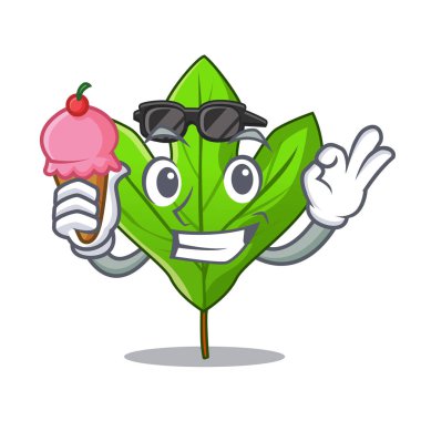 Karikatür kökü dondurma Sassafras yaprak ile