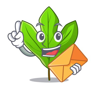 Karikatür kökü içinde zarf Sassafras yaprak ile