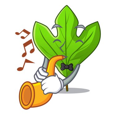 Maskot tencere trompet Sassafras yaprak ile