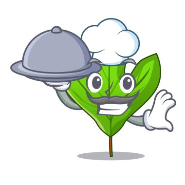 Maskot tencere gıda Sassafras yaprak ile Şef
