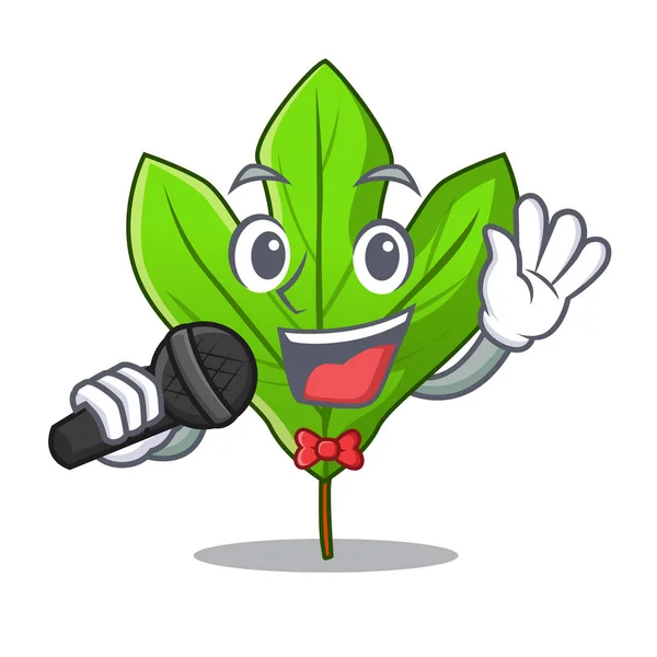 Τραγουδώντας σασσαφρά φύλλα στα δοχεία μασκότ — Διανυσματικό Αρχείο