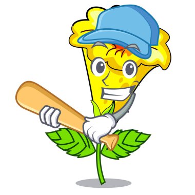 Şekil karikatür beyzbol Allamanda çiçek oynamak