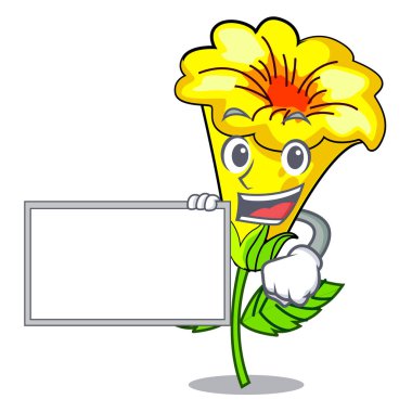 Şekil karikatür kurulu Allamanda çiçek ile