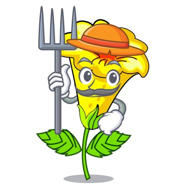 Şekil karikatür çiftçi Allamanda çiçek