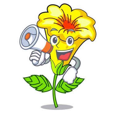 Şekil karikatür megafon Allamanda çiçek ile