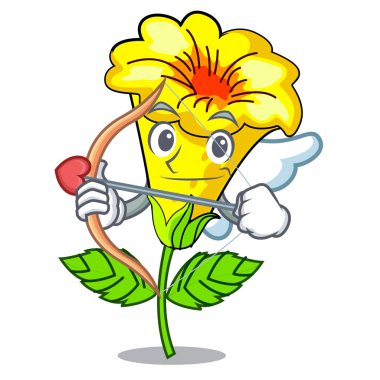 Şekil karikatür içinde Cupid Allamanda çiçek