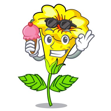 Buz kremi Allamanda çiçekler karakter kök sopa ile