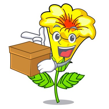 Kutu Allamanda çiçekler karakter kök sopa ile