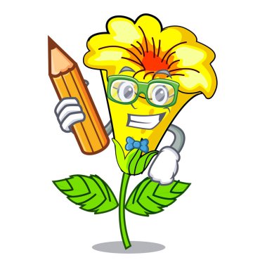 Öğrenci Allamanda çiçekler karakter kök sopa