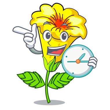 Saat Allamanda çiçekler karakter kök sopa ile