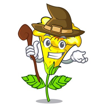 Bir karikatür tencere cadı Allamanda çiçekler