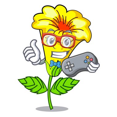 Bir karikatür tencere oyun Allamanda çiçekler