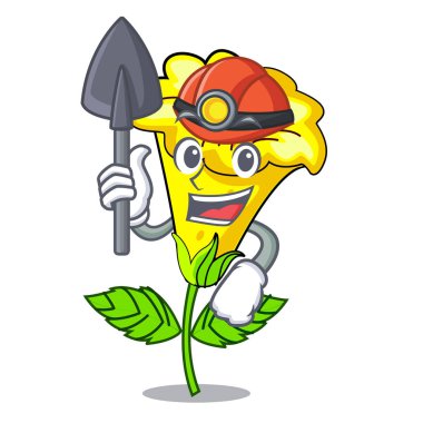 Bir karikatür tencere madenci Allamanda çiçekler