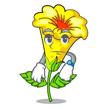 Maskot izole Allamanda çiçek bekliyor