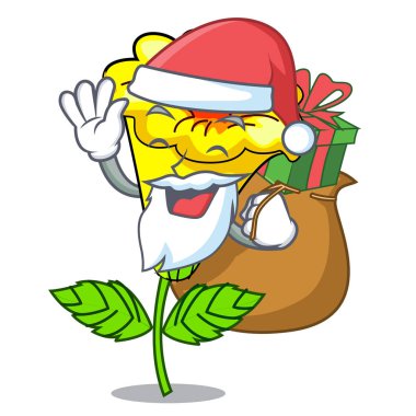 Noel Baba hediye Allamanda çiçek maskot izole