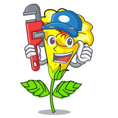 Maskot izole tesisatçı Allamanda çiçek