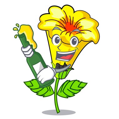 Maskot içinde izole bira Allamanda çiçek ile