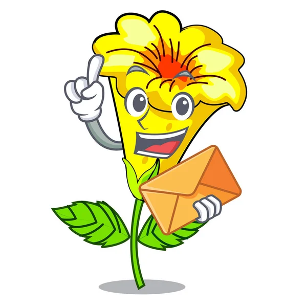 Με το φάκελο Allamanda λουλούδια κολλήσει σε στέλεχος χαρακτήρα — Διανυσματικό Αρχείο