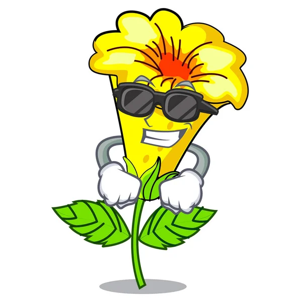 Super cool allamanda flores se adhieren al tallo de carácter — Vector de stock