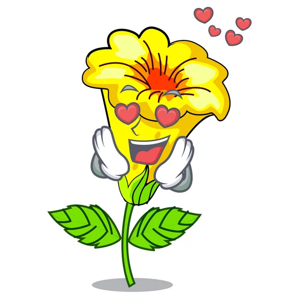 En el amor allamanda flores en una olla de dibujos animados — Vector de stock