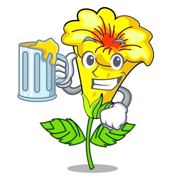 Met SAP Allamanda bloemen in een cartoon potten — Stockvector