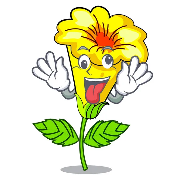 Pazzo fiore allamanda isolato nella mascotte — Vettoriale Stock