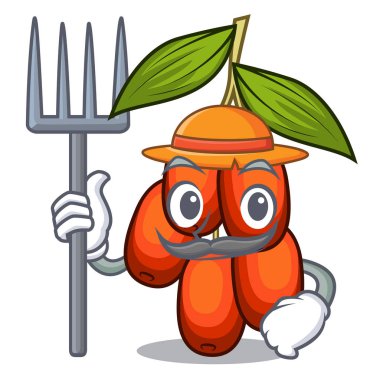 Bir karikatür kase çiftçi hünnap meyve