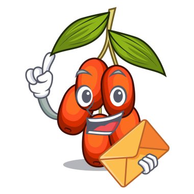 Zarf hünnap meyve karikatür ile izole