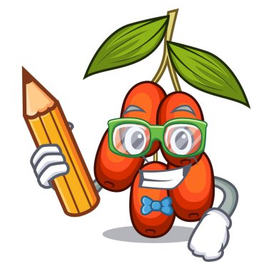 Öğrenci hünnap meyve karikatür ile izole