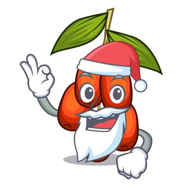 Santa hünnap meyve karakter ahşap masa üzerinde