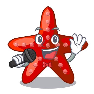 Kırmızı deniz yıldızı karikatür şeklinde şarkı