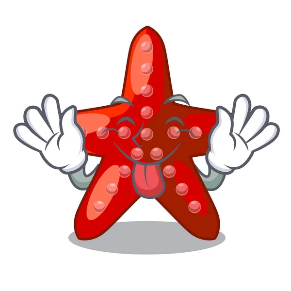 Langue jouet étoile de mer rouge dessin animé au-dessus de la table — Image vectorielle