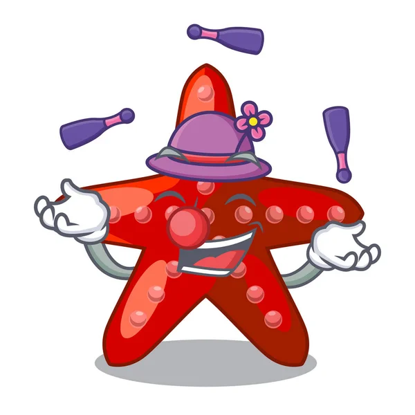 Jouet de jonglerie étoile de mer rouge dessin animé au-dessus de la table — Image vectorielle