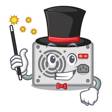 Sihirbaz karikatür güç kaynağı bilgisayardaki