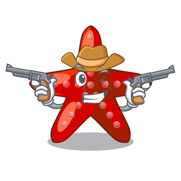 Cowboy stella marina rossa isolato con il personaggio — Vettoriale Stock