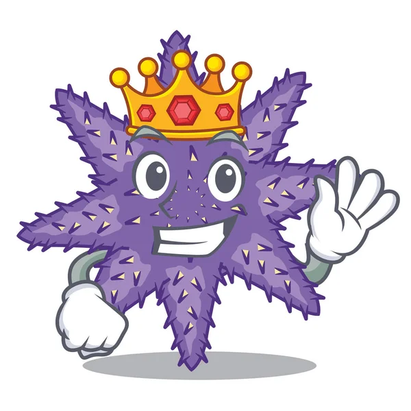 Rey estrella de mar púrpura la caricatura sobre la arena — Vector de stock
