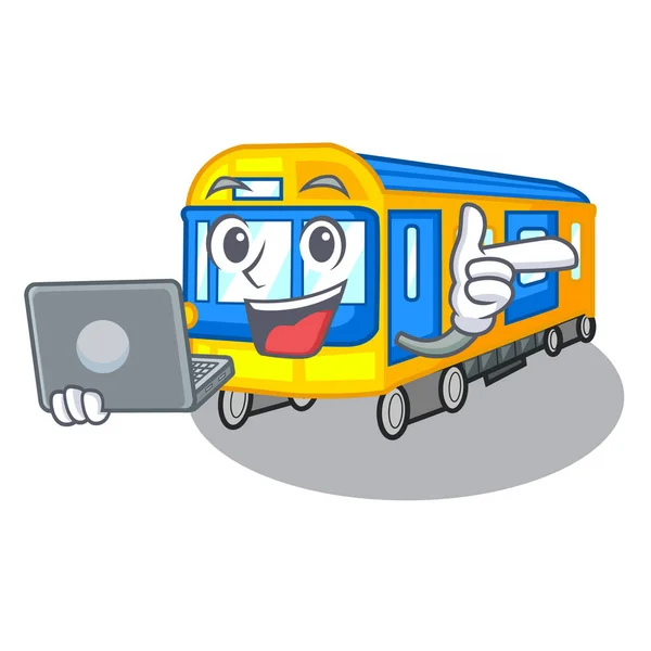 Con tren de metro portátil en la forma de los personajes — Archivo Imágenes Vectoriales