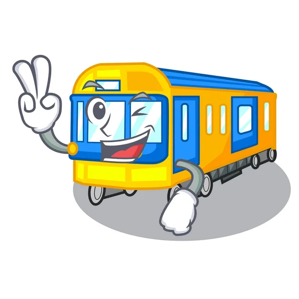 Två finger tunnelbana tåg leksaker i formen mascot — Stock vektor