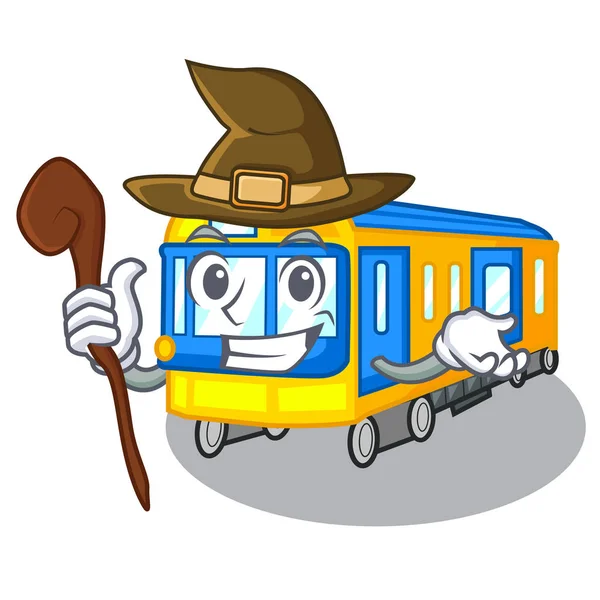 Czarownica pociąg metra na białym tle w kreskówce — Wektor stockowy