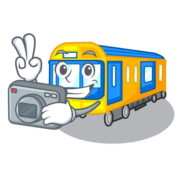 摄影师地铁列车孤立的卡通 — 图库矢量图片