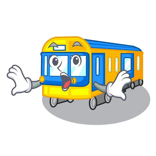 Surprised subway train isolated in the cartoon — Stock Vector