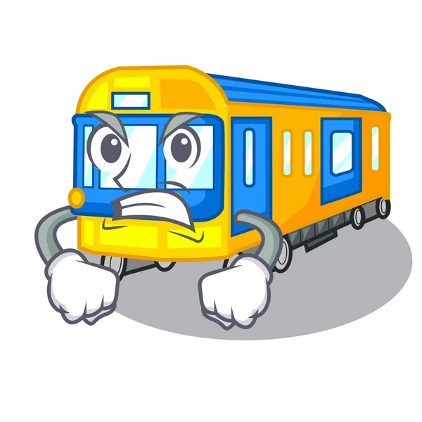 Tren de metro enojado aislado en la caricatura — Archivo Imágenes Vectoriales