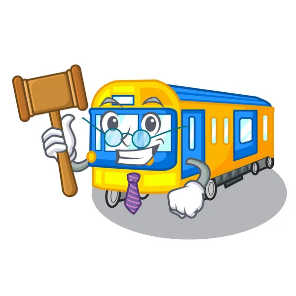 Juez miniatura metro tren dibujos animados por encima de la tabla — Vector de stock