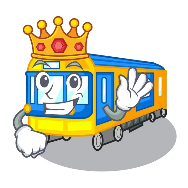 Король мініатюрний поїзд метро мультфільм над столом — стоковий вектор