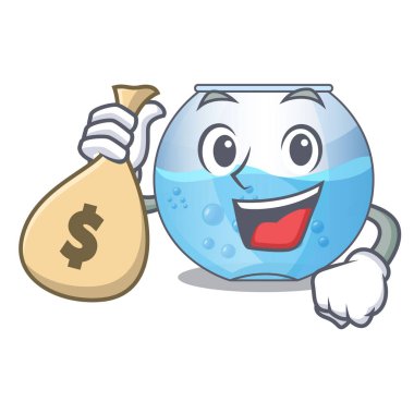 Para çantası kase akvaryum ile karikatür ile izole